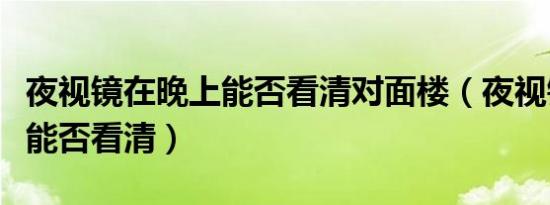 夜视镜在晚上能否看清对面楼（夜视镜在晚上能否看清）