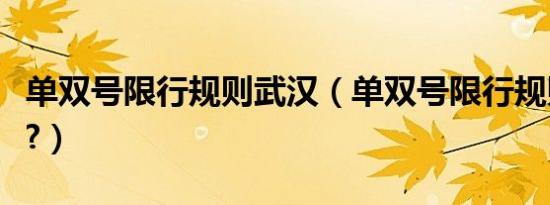 单双号限行规则武汉（单双号限行规则扣几分?）