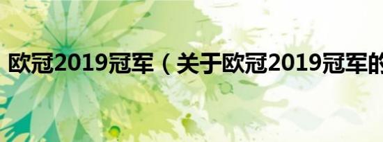 欧冠2019冠军（关于欧冠2019冠军的介绍）