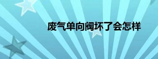 废气单向阀坏了会怎样