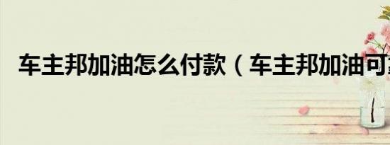 车主邦加油怎么付款（车主邦加油可靠吗）