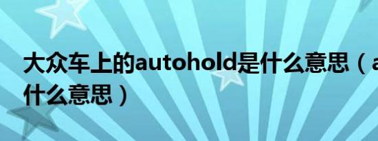 大众车上的autohold是什么意思（autoh是什么意思）