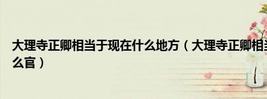 大理寺正卿相当于现在什么地方（大理寺正卿相当于现在什么官）