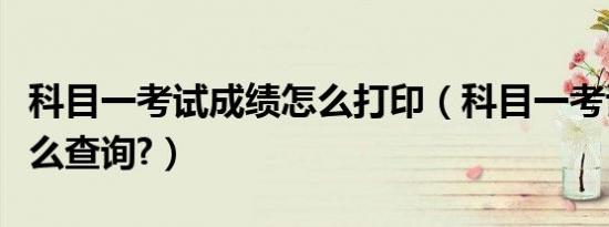 科目一考试成绩怎么打印（科目一考试成绩怎么查询?）