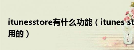 itunesstore有什么功能（itunes store干嘛用的）