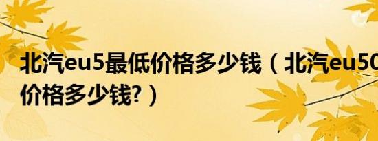 北汽eu5最低价格多少钱（北汽eu500智风版价格多少钱?）