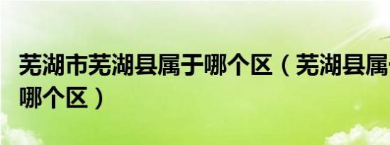 芜湖市芜湖县属于哪个区（芜湖县属于芜湖市哪个区）