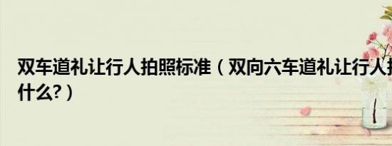 双车道礼让行人拍照标准（双向六车道礼让行人拍照原理是什么?）