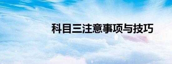 科目三注意事项与技巧