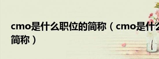 cmo是什么职位的简称（cmo是什么职位的简称）