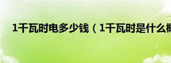 1千瓦时电多少钱（1千瓦时是什么概念）