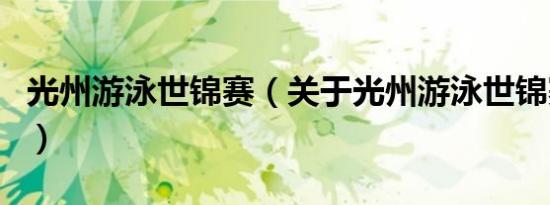 光州游泳世锦赛（关于光州游泳世锦赛的介绍）