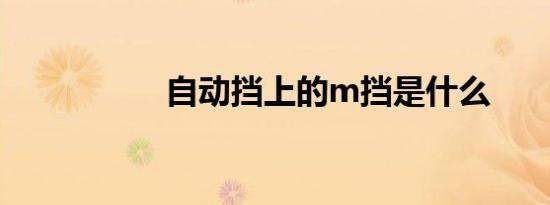 自动挡上的m挡是什么
