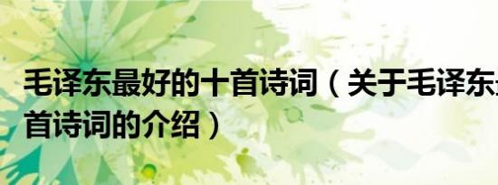 毛译东最好的十首诗词（关于毛译东最好的十首诗词的介绍）