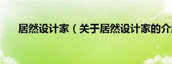 居然设计家（关于居然设计家的介绍）