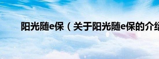 阳光随e保（关于阳光随e保的介绍）