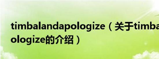timbalandapologize（关于timbalandapologize的介绍）
