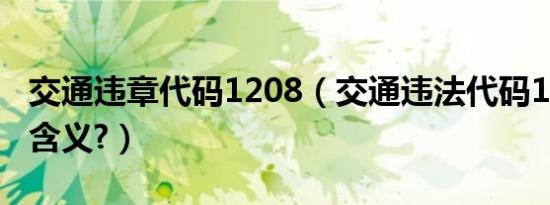 交通违章代码1208（交通违法代码1208什么含义?）