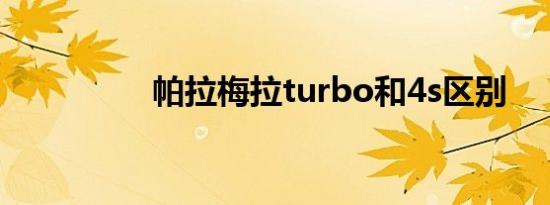 帕拉梅拉turbo和4s区别