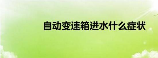 自动变速箱进水什么症状