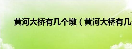 黄河大桥有几个墩（黄河大桥有几个）