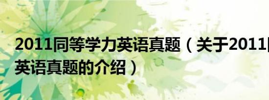 2011同等学力英语真题（关于2011同等学力英语真题的介绍）