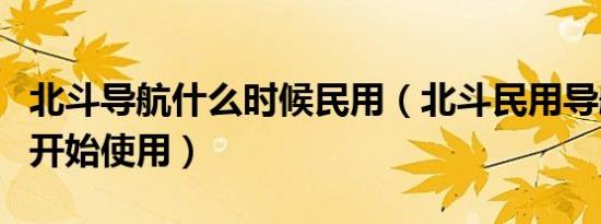 北斗导航什么时候民用（北斗民用导航啥时间开始使用）