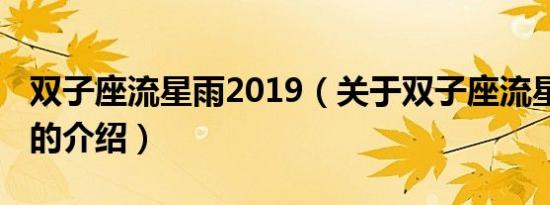 双子座流星雨2019（关于双子座流星雨2019的介绍）