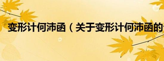 变形计何沛函（关于变形计何沛函的介绍）