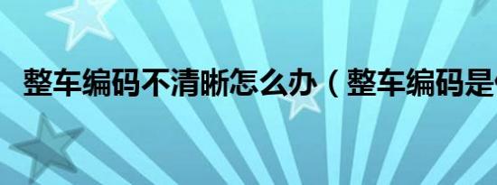 整车编码不清晰怎么办（整车编码是什么）