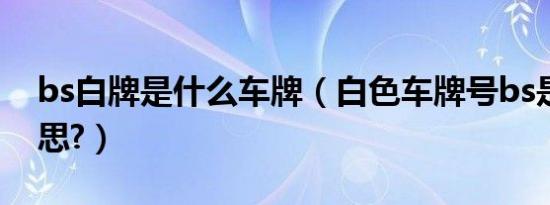bs白牌是什么车牌（白色车牌号bs是什么意思?）
