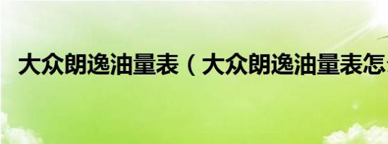 大众朗逸油量表（大众朗逸油量表怎么看）