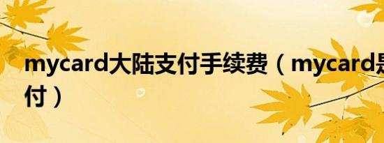 mycard大陆支付手续费（mycard是什么支付）