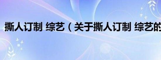 撕人订制 综艺（关于撕人订制 综艺的介绍）