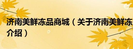 济南美鲜冻品商城（关于济南美鲜冻品商城的介绍）