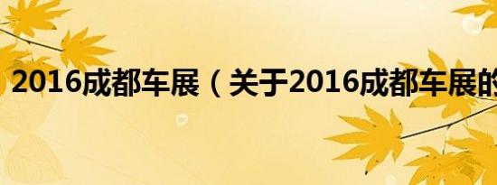 2016成都车展（关于2016成都车展的介绍）