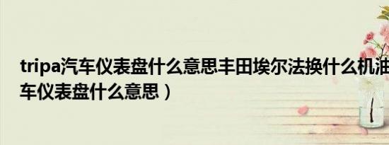 tripa汽车仪表盘什么意思丰田埃尔法换什么机油（tripa汽车仪表盘什么意思）