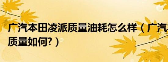 广汽本田凌派质量油耗怎么样（广汽本田凌派质量如何?）