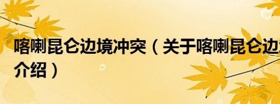 喀喇昆仑边境冲突（关于喀喇昆仑边境冲突的介绍）