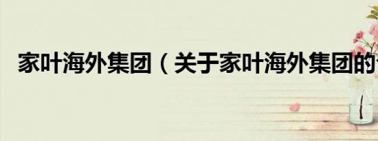 家叶海外集团（关于家叶海外集团的介绍）