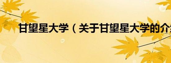 甘望星大学（关于甘望星大学的介绍）