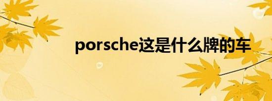 porsche这是什么牌的车