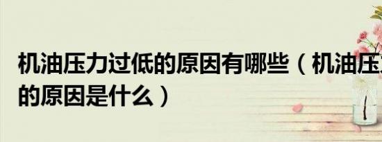 机油压力过低的原因有哪些（机油压力突然低的原因是什么）
