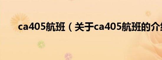 ca405航班（关于ca405航班的介绍）