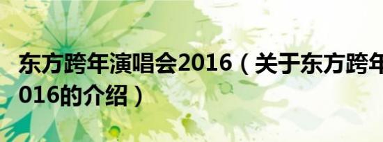 东方跨年演唱会2016（关于东方跨年演唱会2016的介绍）