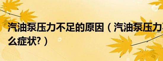 汽油泵压力不足的原因（汽油泵压力不足有什么症状?）