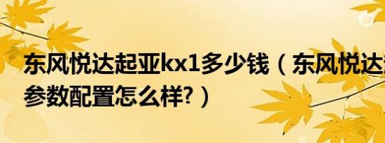 东风悦达起亚kx1多少钱（东风悦达起亚kx1参数配置怎么样?）