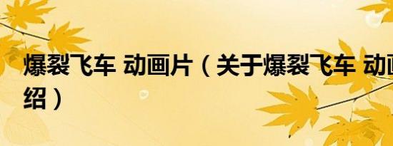 爆裂飞车 动画片（关于爆裂飞车 动画片的介绍）