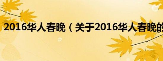 2016华人春晚（关于2016华人春晚的介绍）