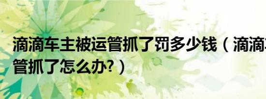 滴滴车主被运管抓了罚多少钱（滴滴车主被运管抓了怎么办?）